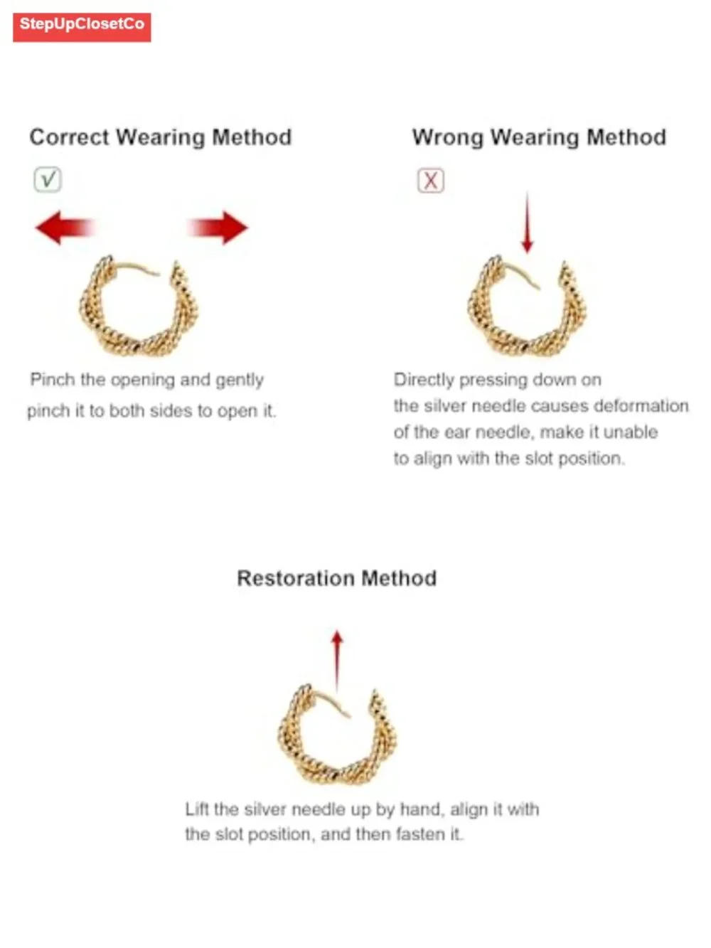 18K Gold Plated Twisted Huggie Hoop Earrings Minimalist Sleep Earrings
